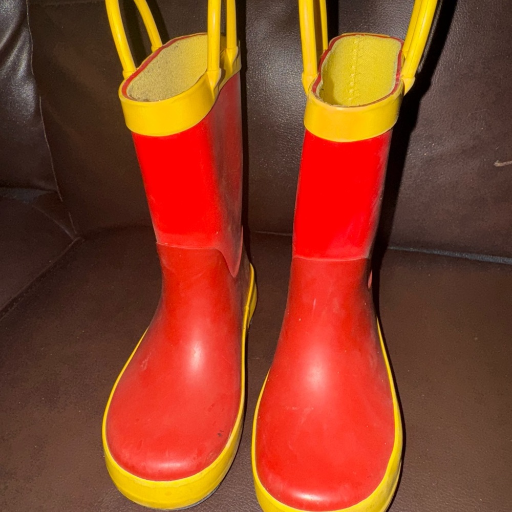 Red and Yellow Kids Rain Boots